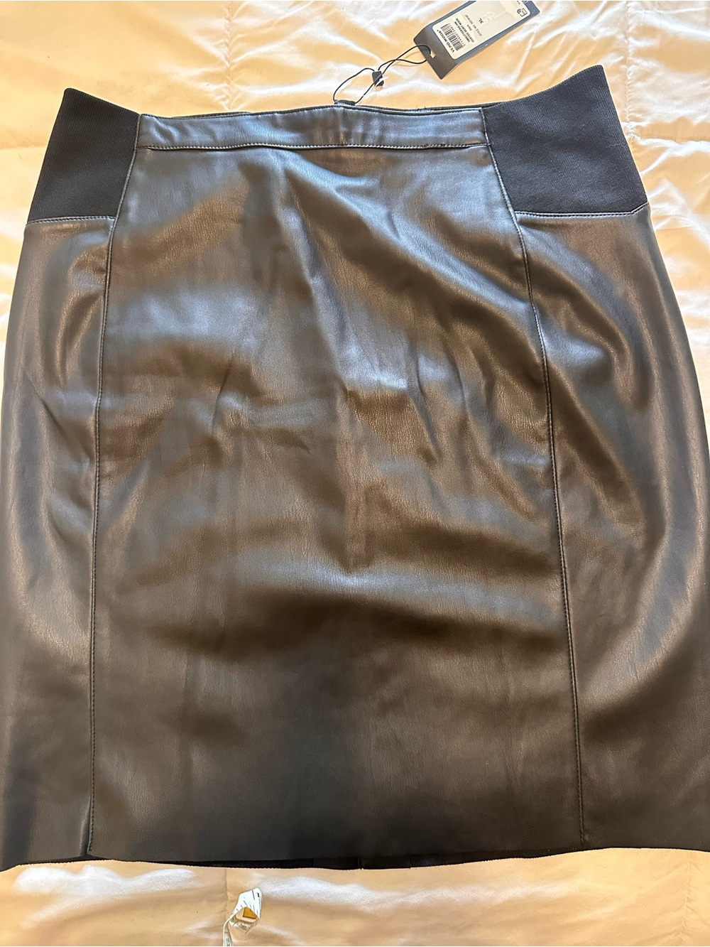Vero Moda Black Faux Leather Pencil Skirt with Elastic Waist